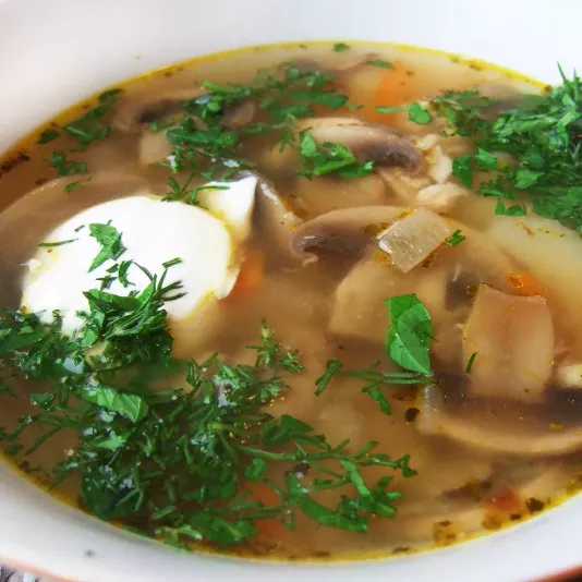 Fresh mushrooms soup recipe